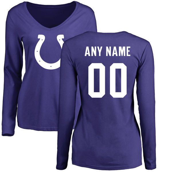 Women Indianapolis Colts NFL Pro Line by Fanatics Branded Royal Custom Name and Number Long Sleeve T-Shirt->->Sports Accessory